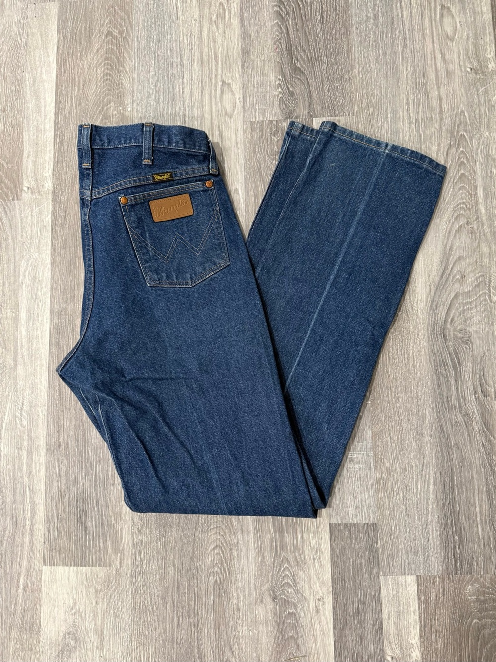 Wrangler 13MWZPW Dark Wash Blue Denim Straight Jeans Men's 33W 5-Pocket